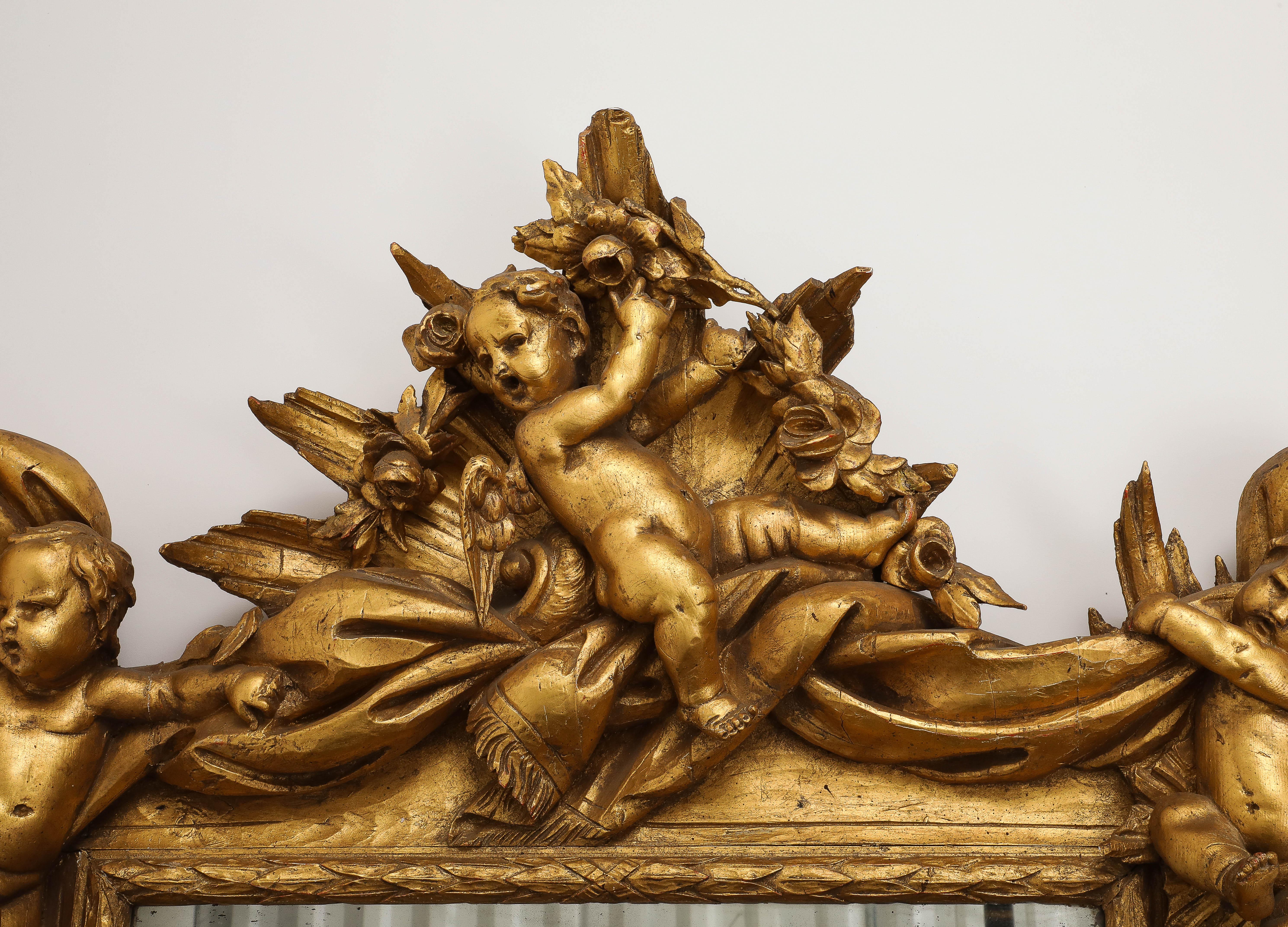 Miroir mural en bois doré de style baroque italien en vente 6