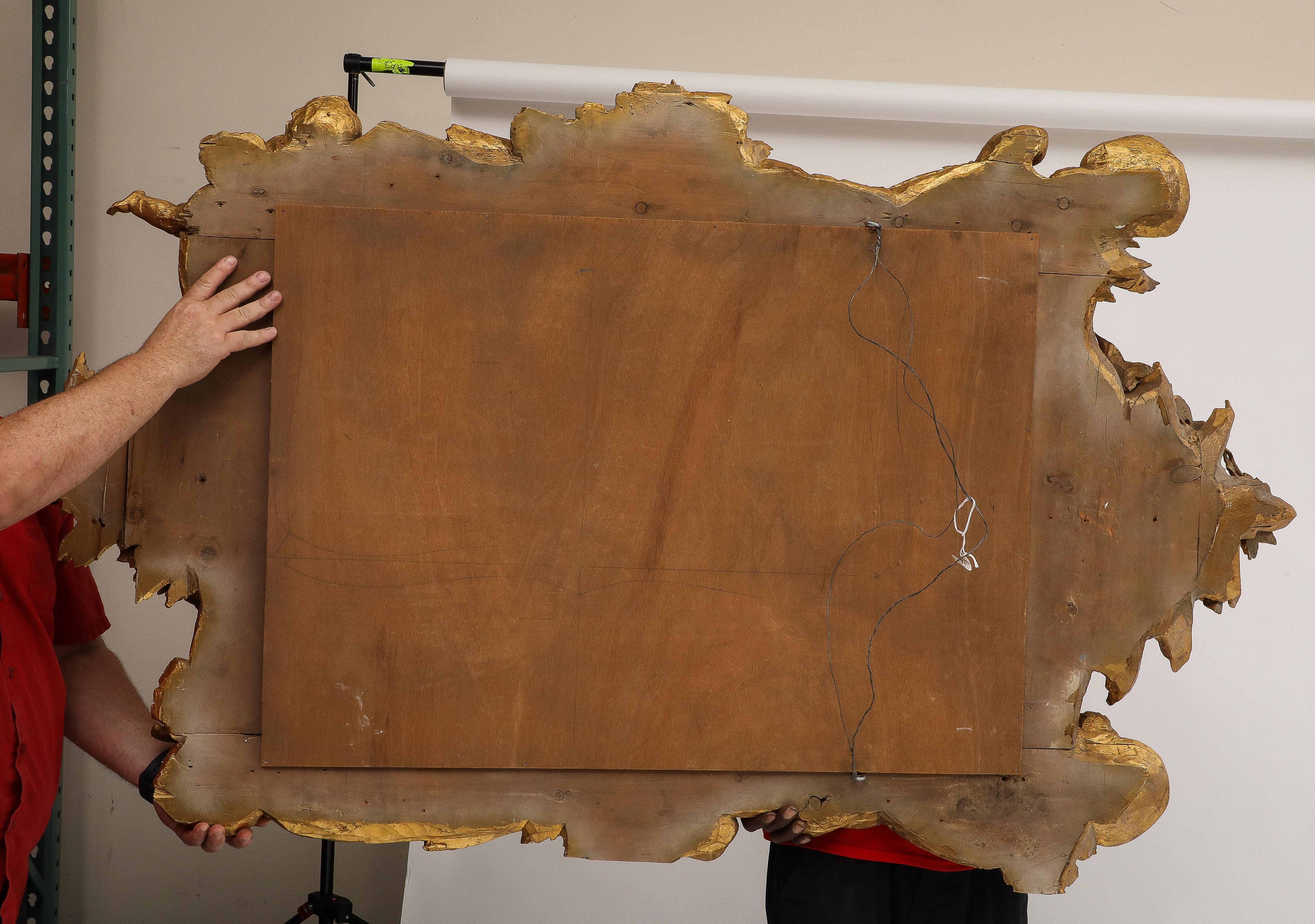 Miroir mural en bois doré de style baroque italien en vente 8