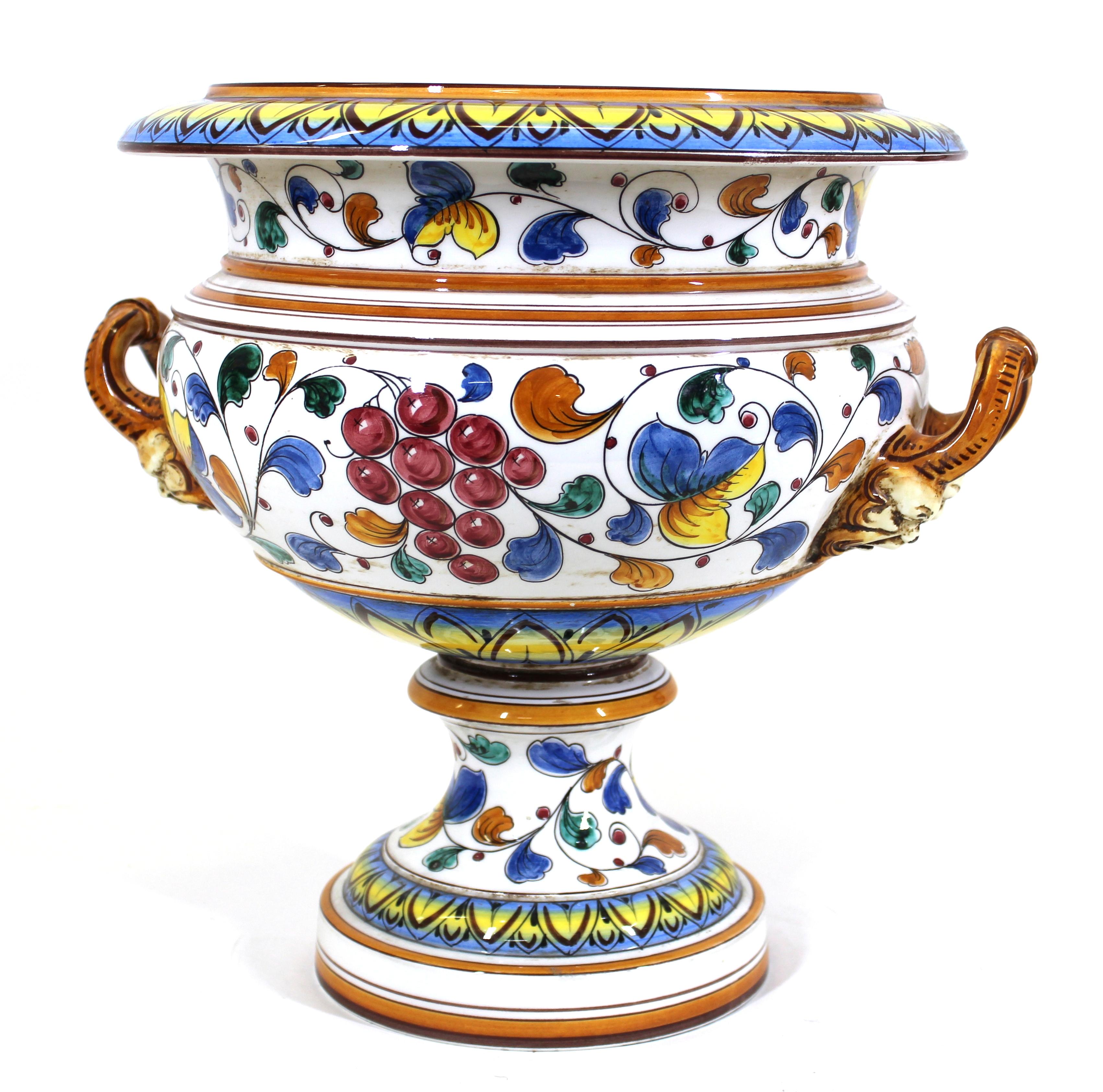 20th Century Italian Baroque Style Ginori Painted Ceramic Medici Vase