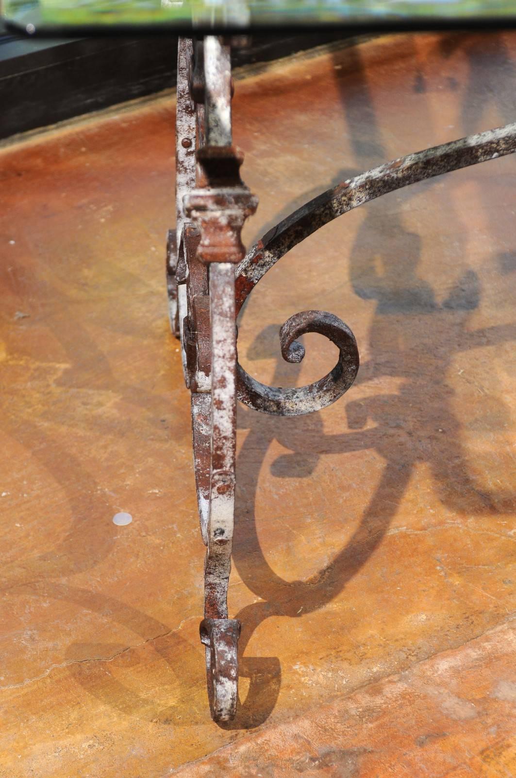 Italian Baroque Style Hand-Forged Iron Table Base with New Custom-Made Glass Top 6