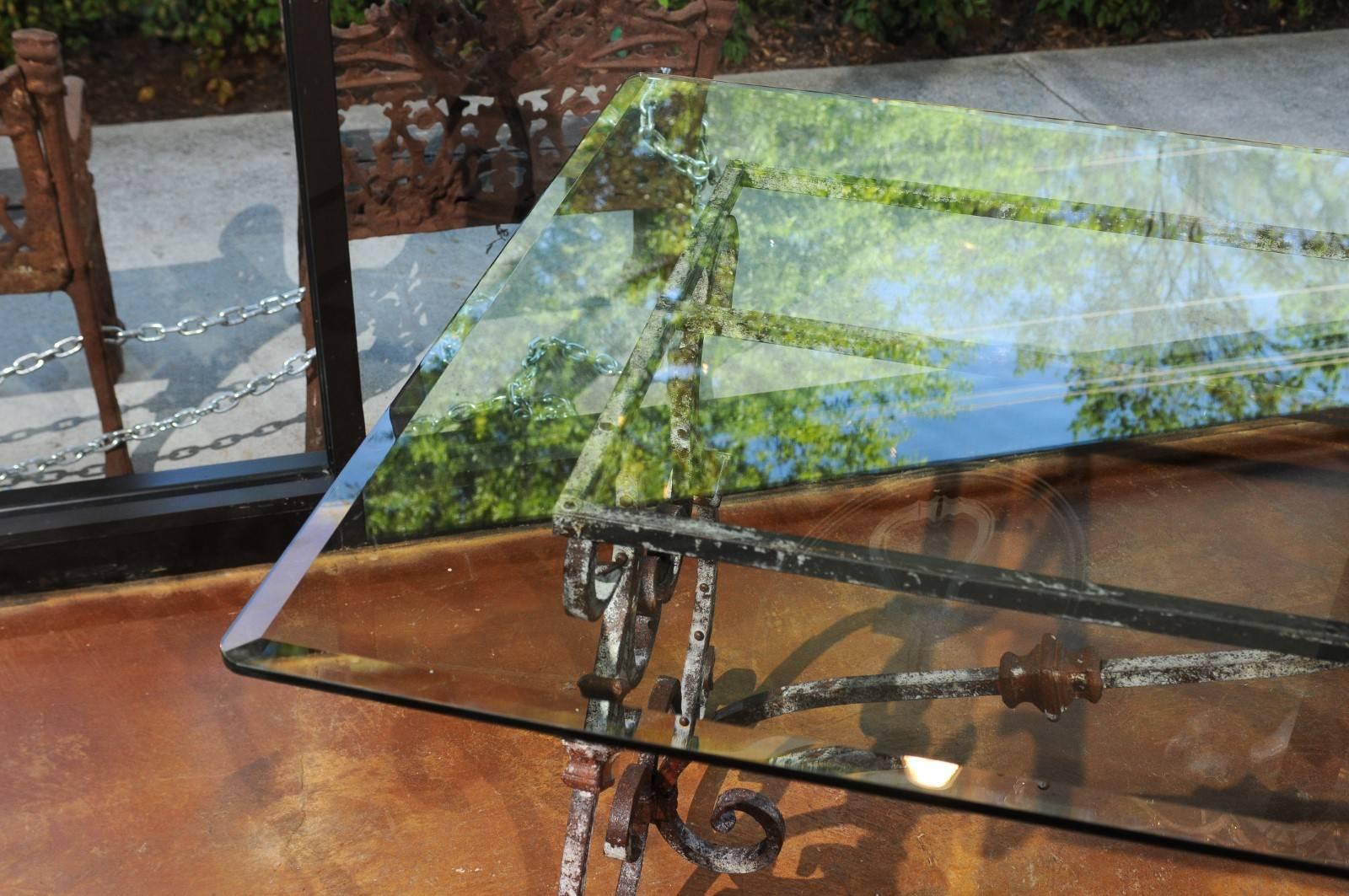 Italian Baroque Style Hand-Forged Iron Table Base with New Custom-Made Glass Top 4
