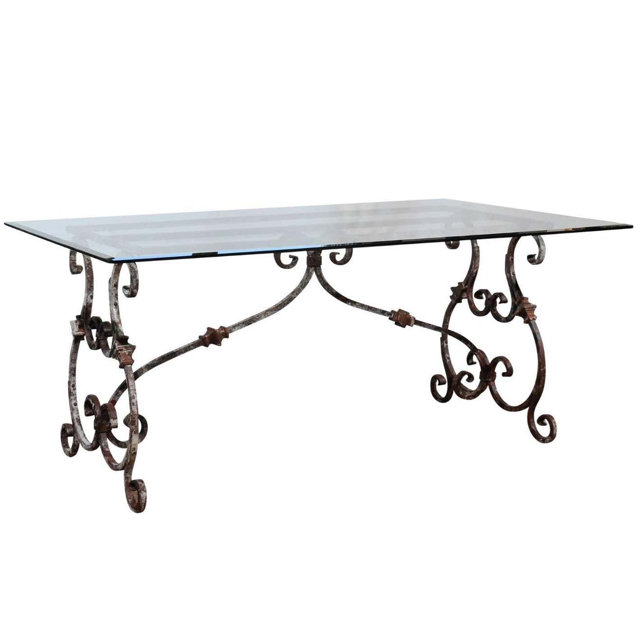Italian Baroque Style Hand-Forged Iron Table Base with New Custom-Made ...