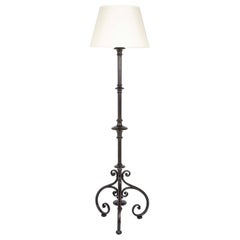 Italian Baroque Style Iron Torchere Floor Lamp, Large Scale