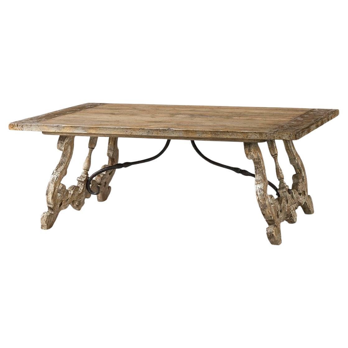 Italian Baroque Style Oak Coffee Table For Sale