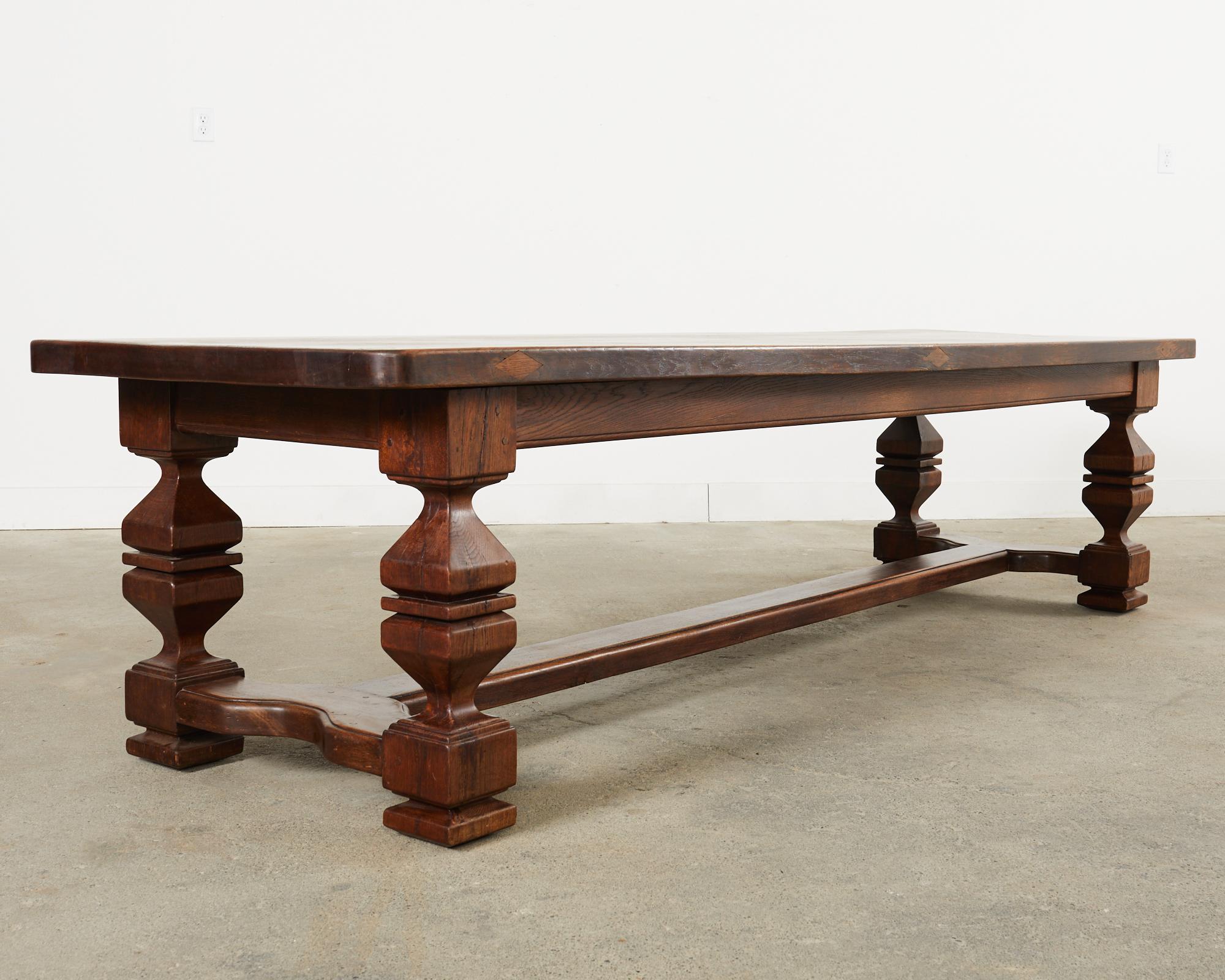 Italian Baroque Style Oak Farmhouse Trestle Dining Table For Sale 13