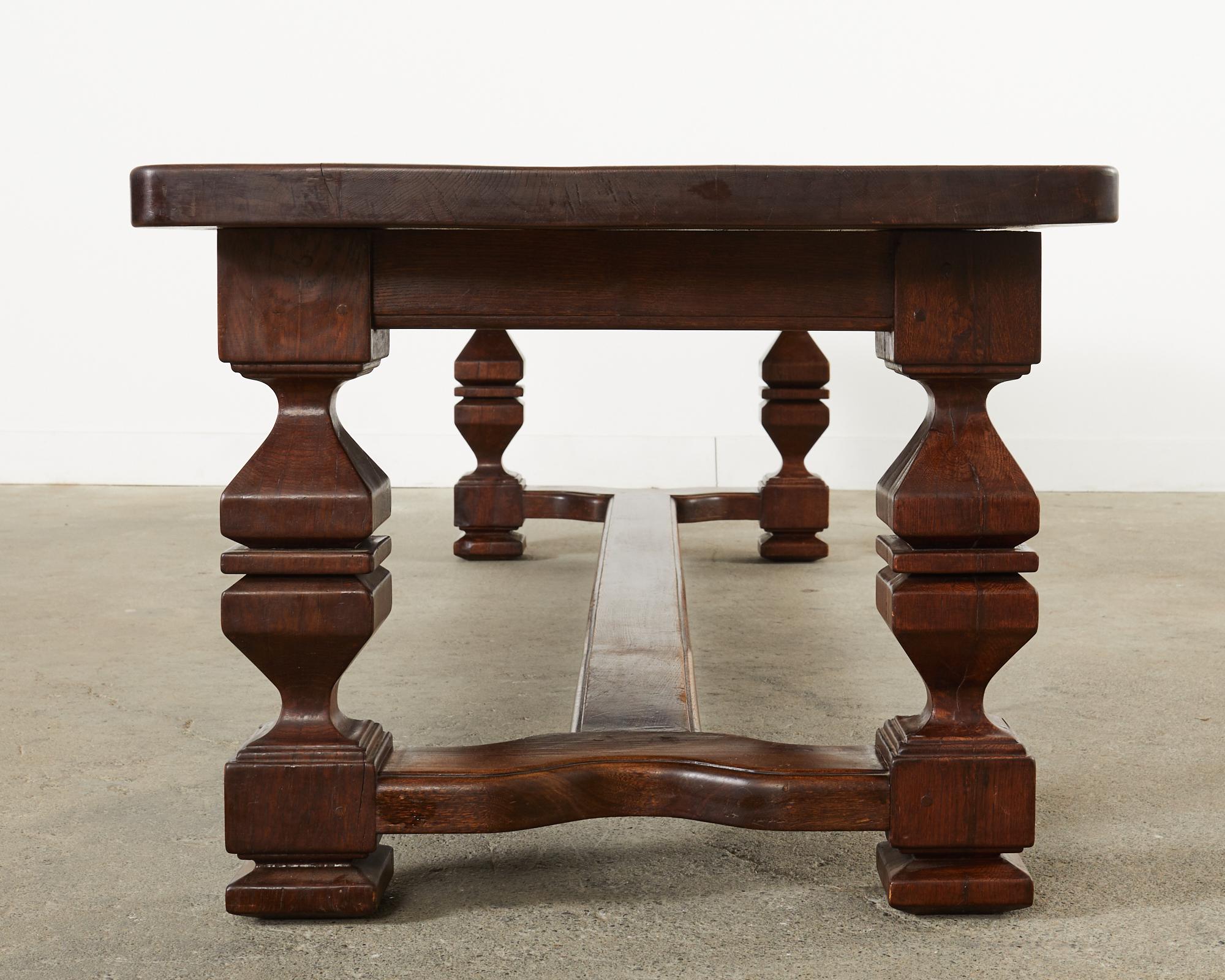 Italian Baroque Style Oak Farmhouse Trestle Dining Table For Sale 3