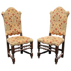 Antique Italian Baroque Style Oak Side Chairs
