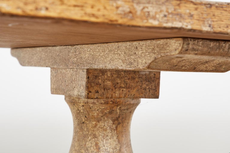 Italian Baroque Style Oak Trestle Farmhouse Dining Table For Sale 12