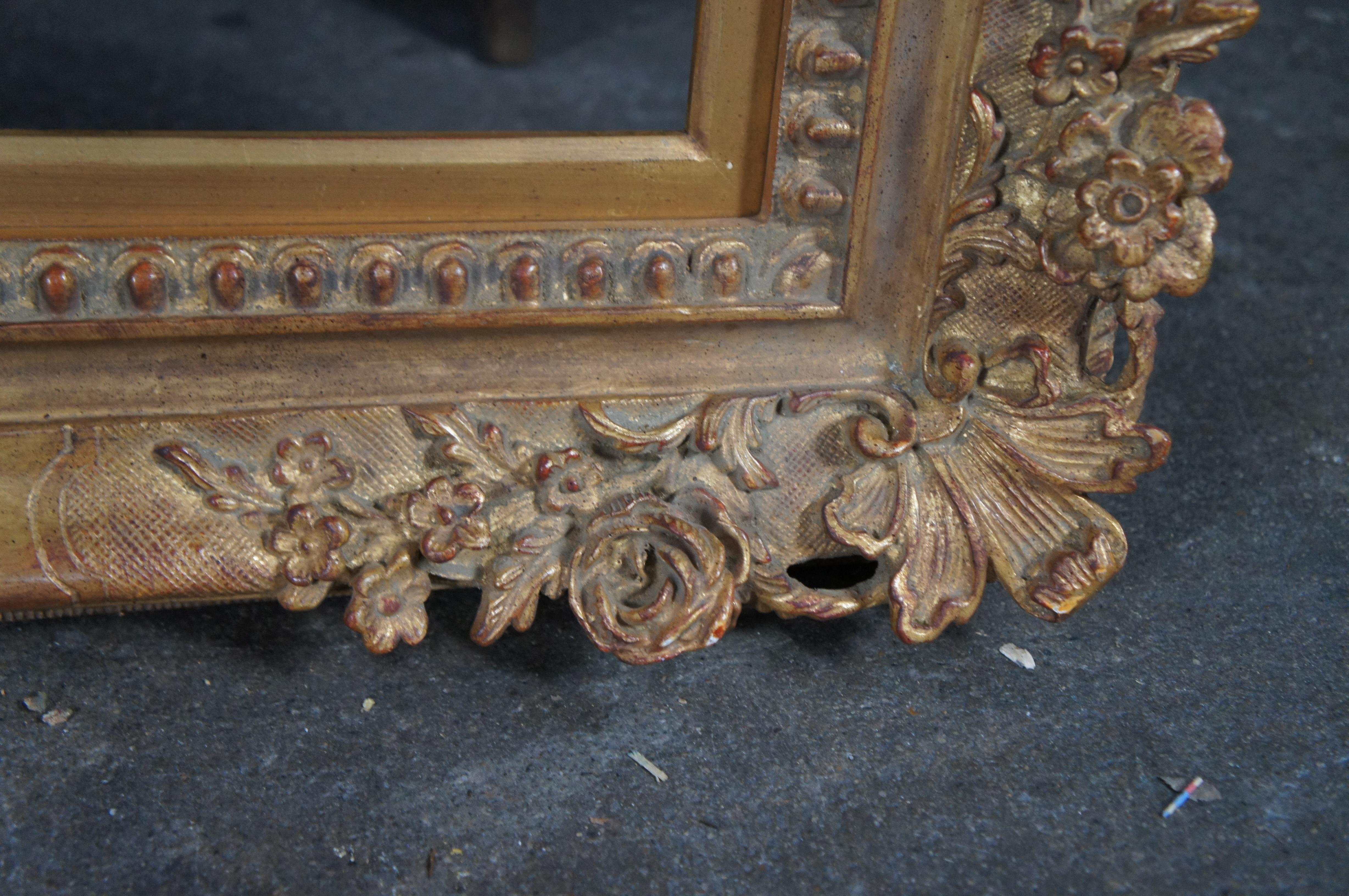 Cuadro o Marco de Espejo Italiano de Arte Floral de Pared Ornamentado de Estilo Barroco 24