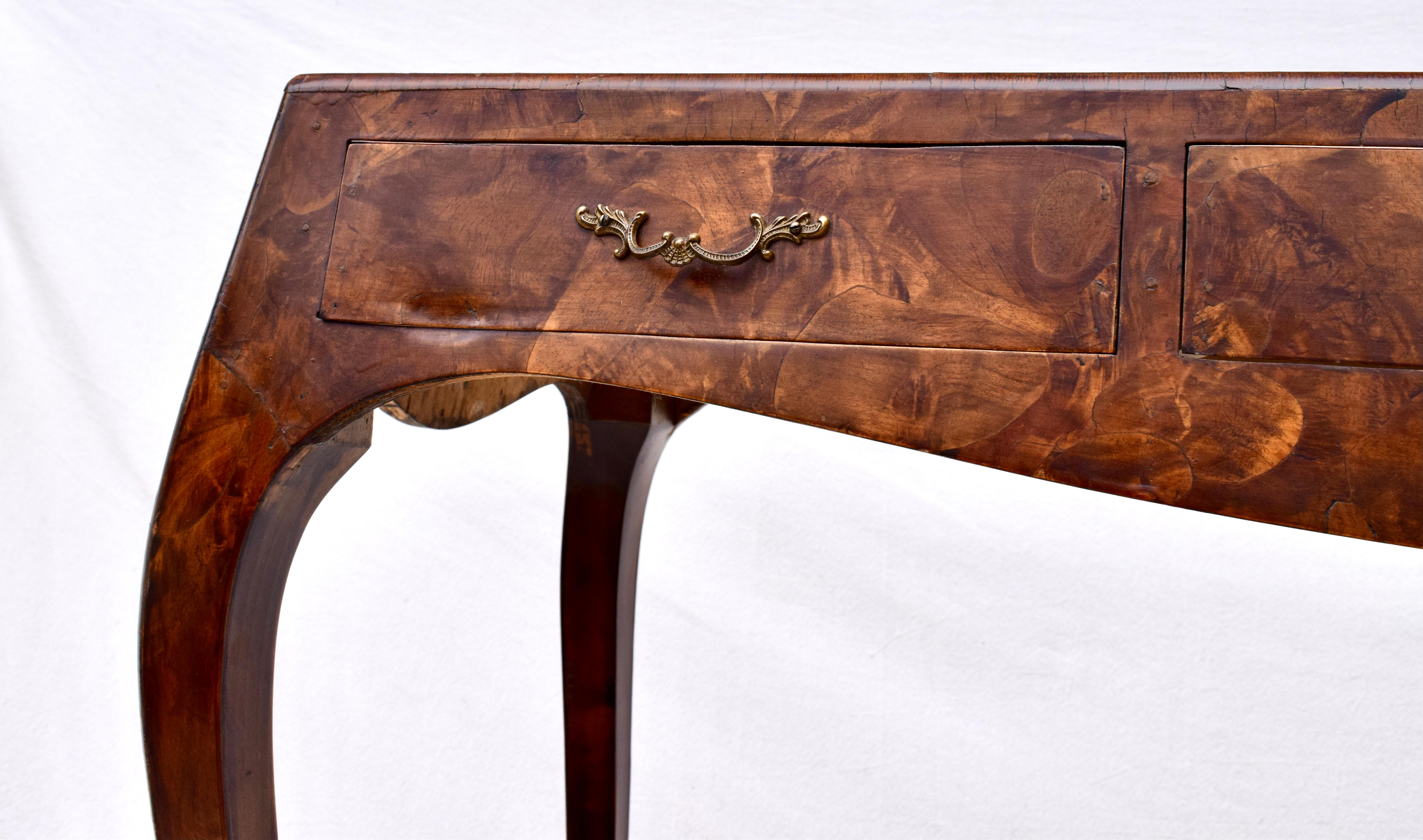 Italian Baroque Style Oyster Burl Wood Console Table Description 8