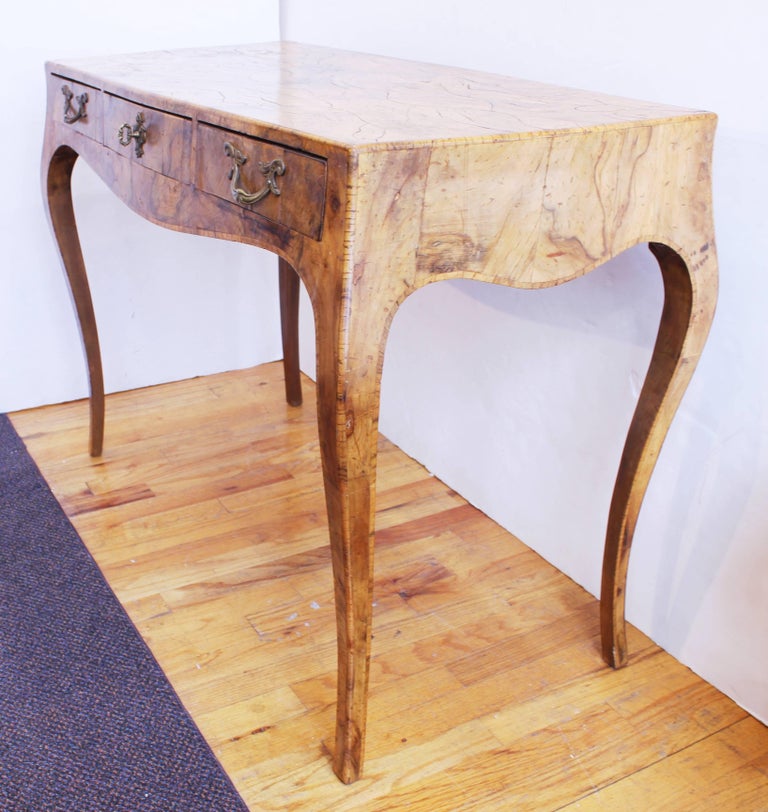Italian Baroque Style Oyster Burl Wood Console Table at 1stDibs