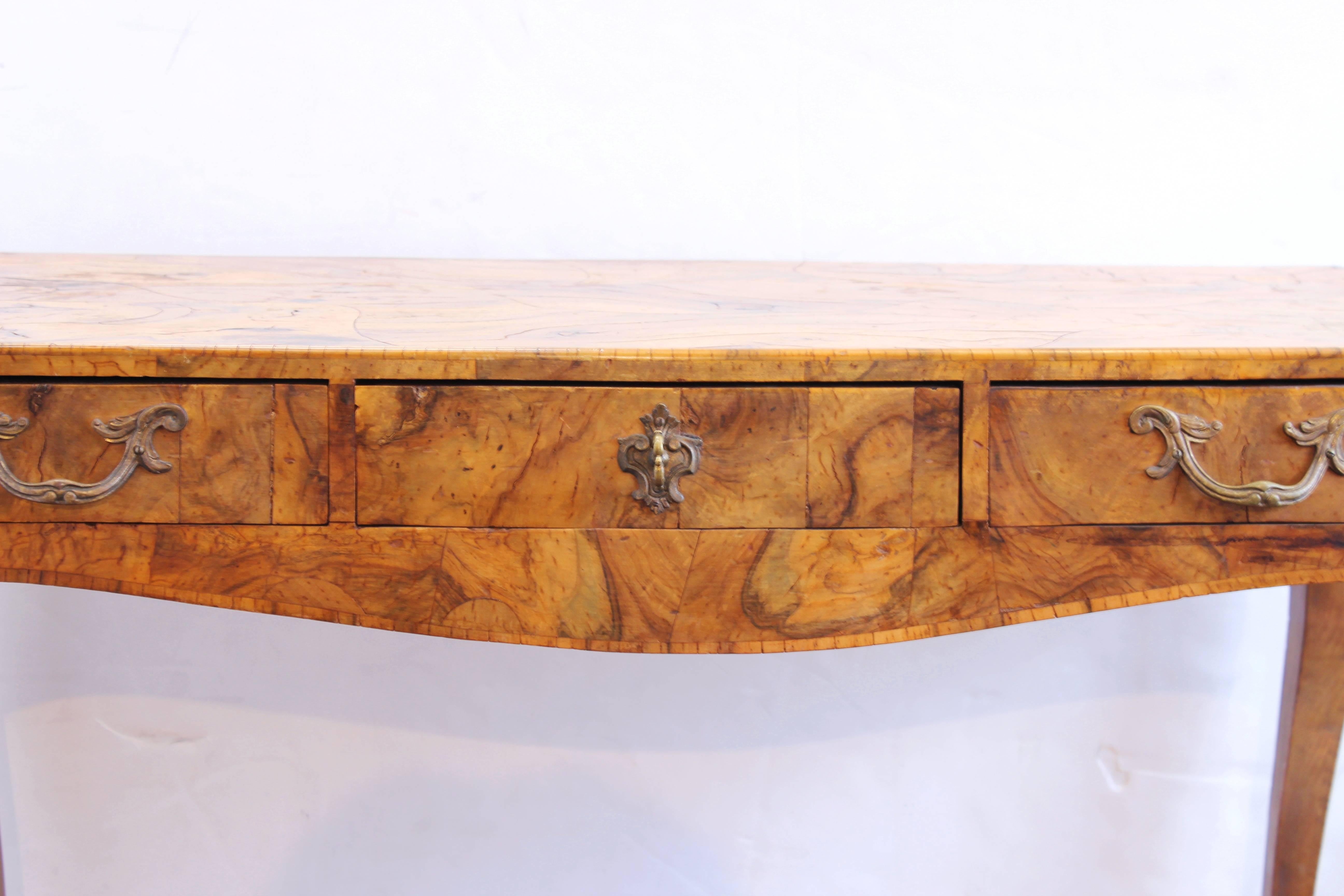 Italian Baroque Style Oyster Burl Wood Console Table 2