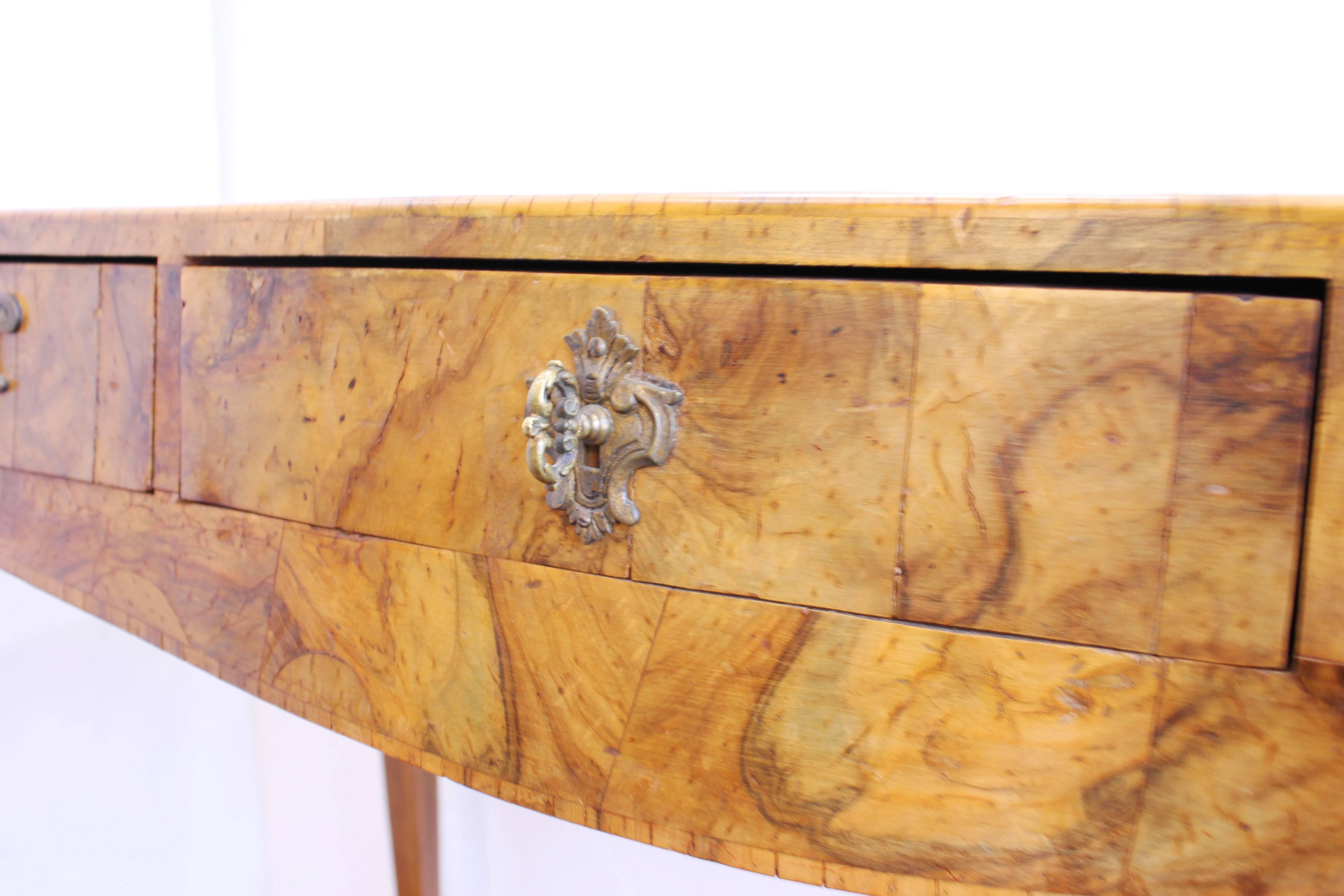 Italian Baroque Style Oyster Burl Wood Console Table 3