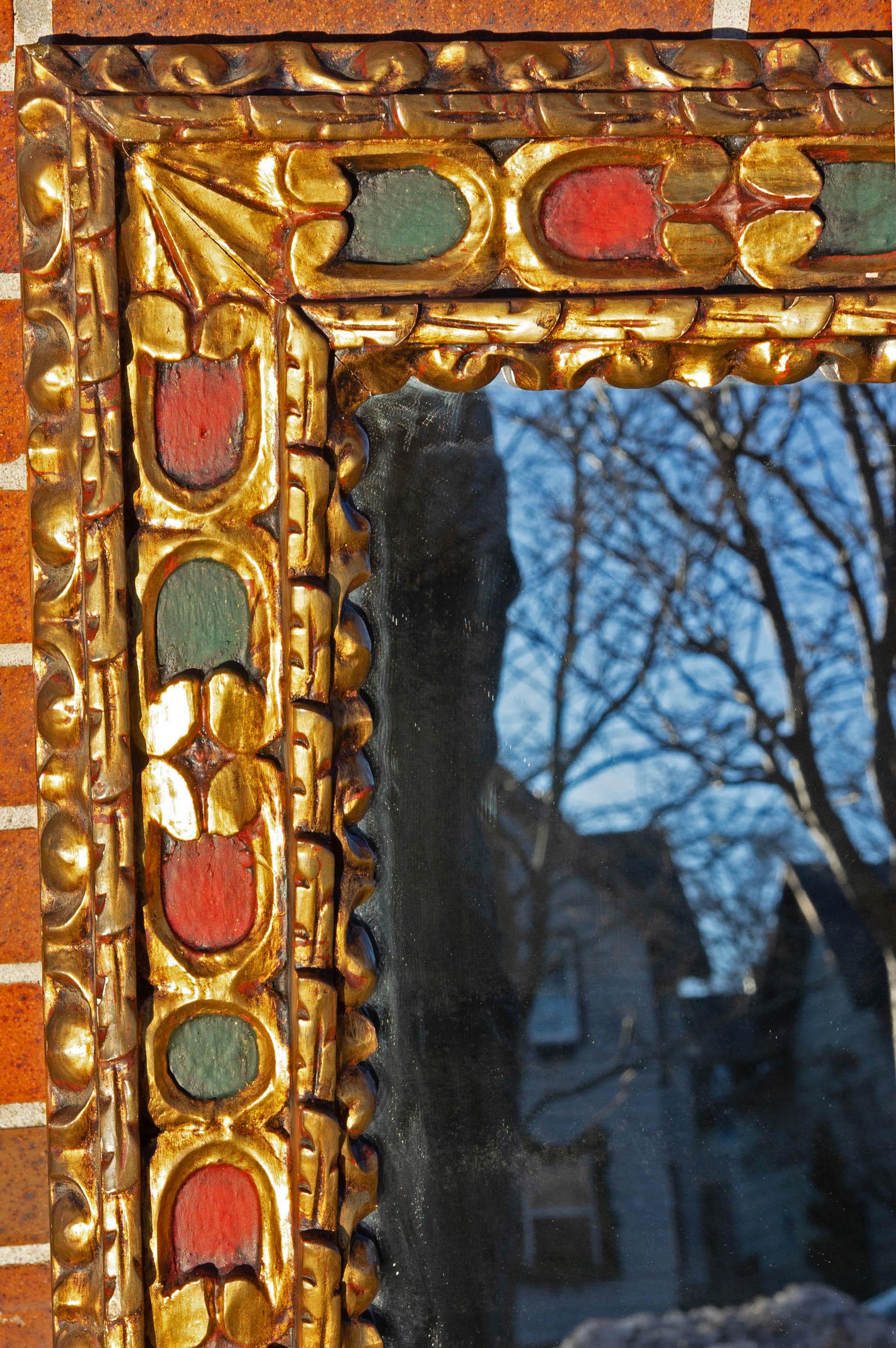 Italian Baroque style painted and parcel-gilt wall or console mirror. Carved wood. May be hung vertical or horizontal. See our other mirrors. Please, contact us for shipping options.
Presented by Joseph Dasta Antiques