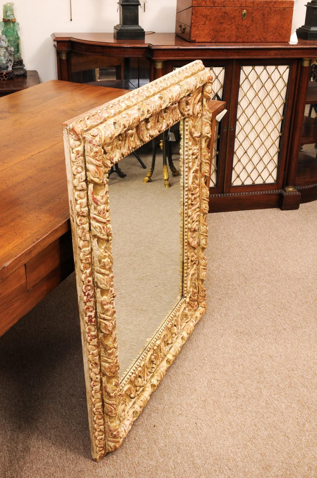  Italian Baroque Style Painted & Gilt Mirror, 20th Century For Sale 7