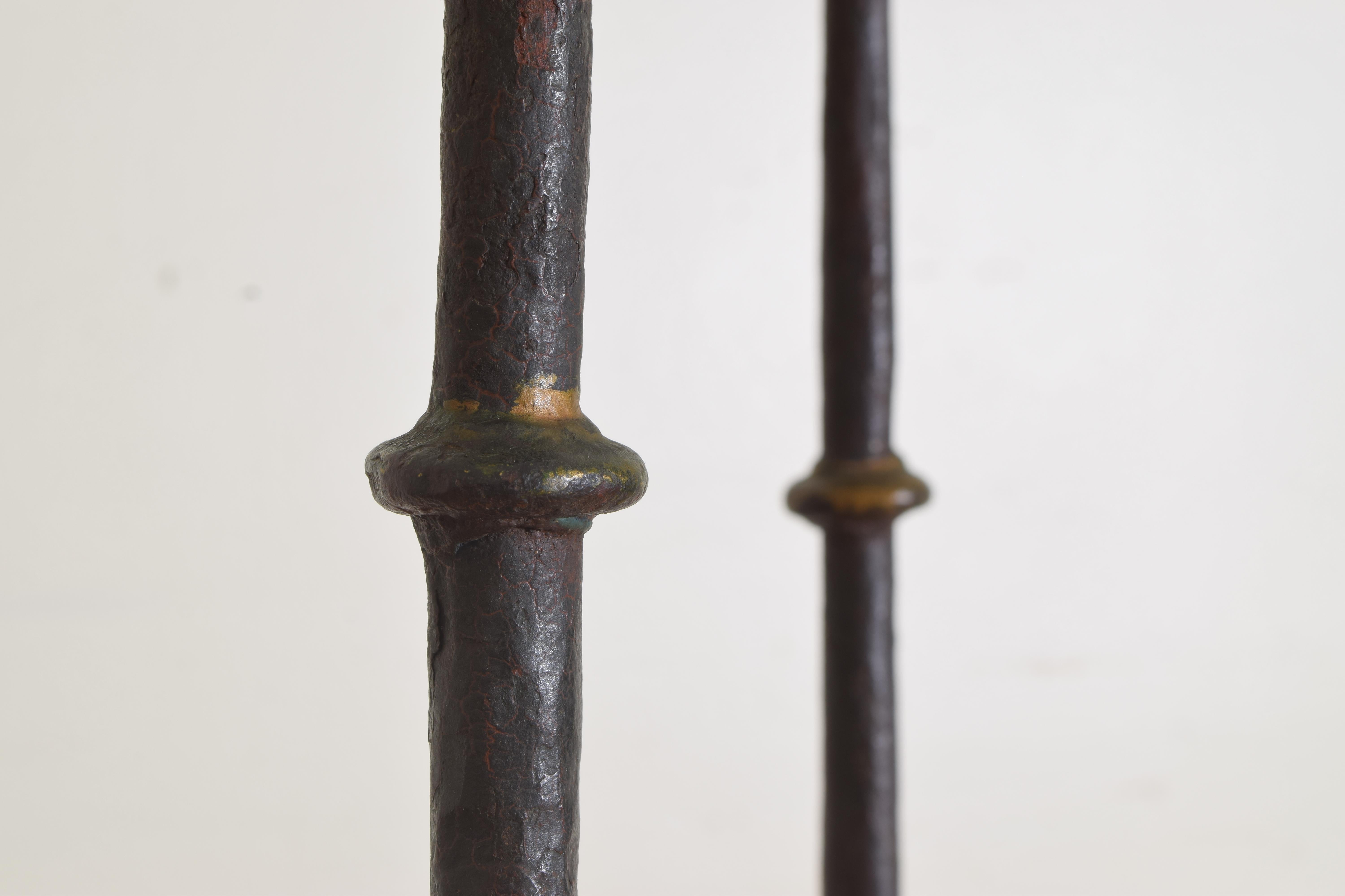 Italian Baroque Style Pair of Wrought Iron Torcheres, 19th C. 1