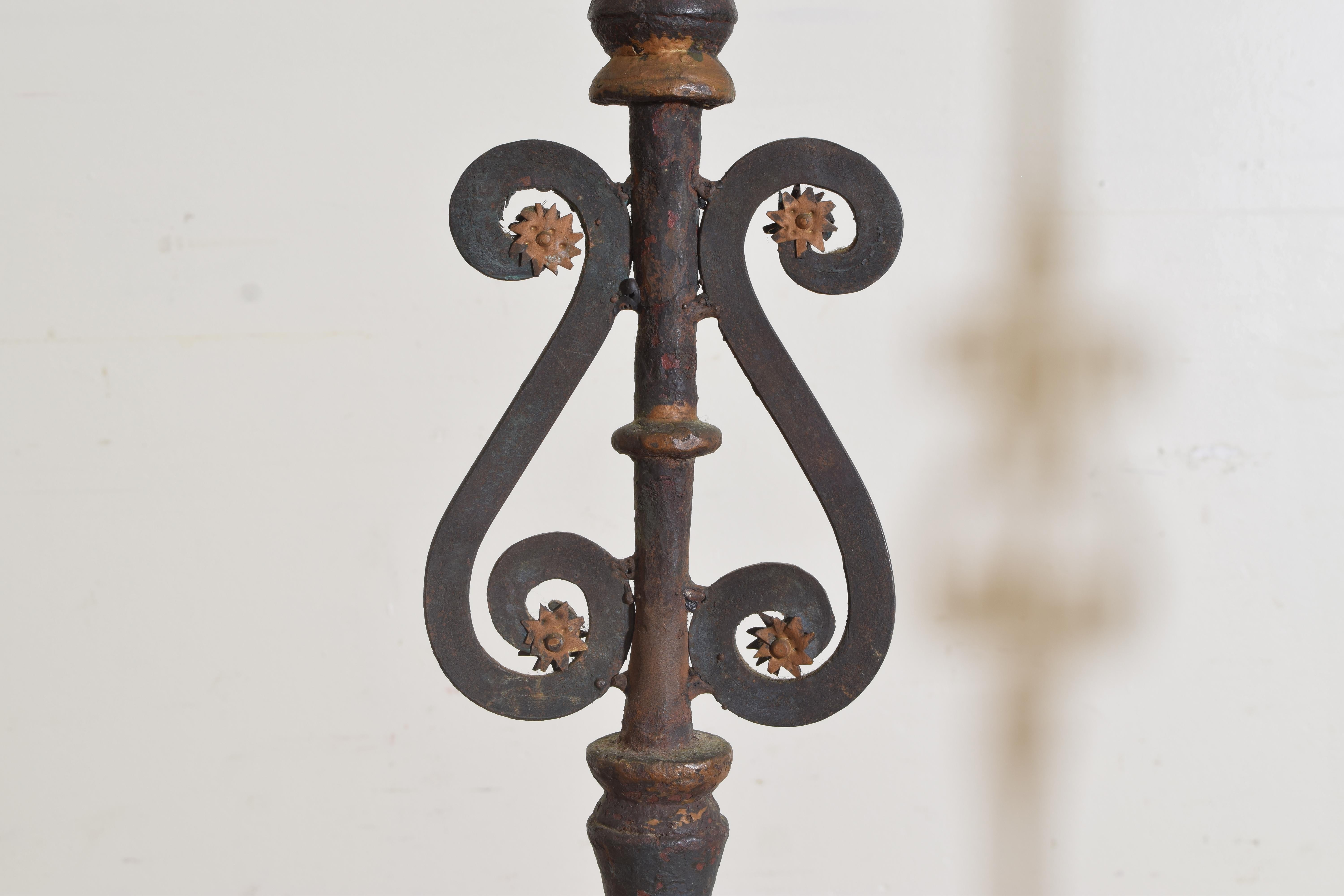 Italian Baroque Style Pair of Wrought Iron Torcheres, 19th C. 2