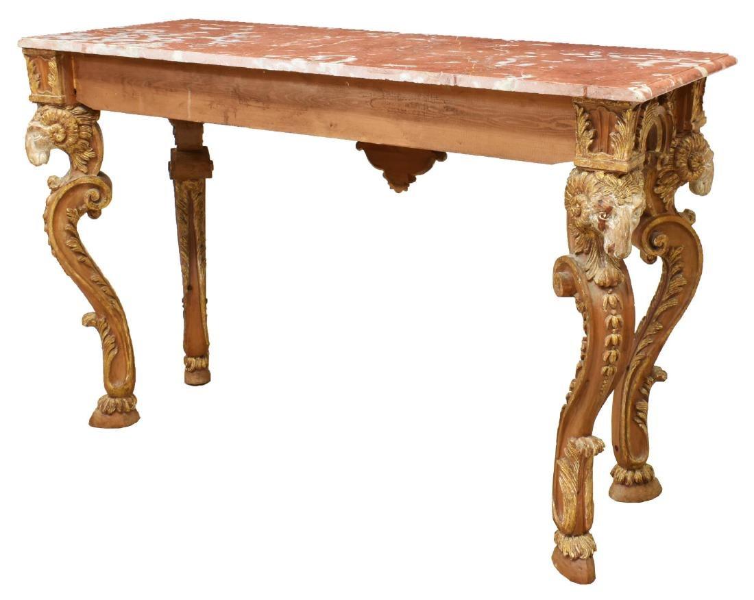 Italian Baroque Style Parcel-Gilt Carved Console Table In Good Condition In Cypress, CA