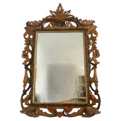 Italian Baroque Style Parcel Gilt, Hand Carved Wood Wall Mirror, 20Th C