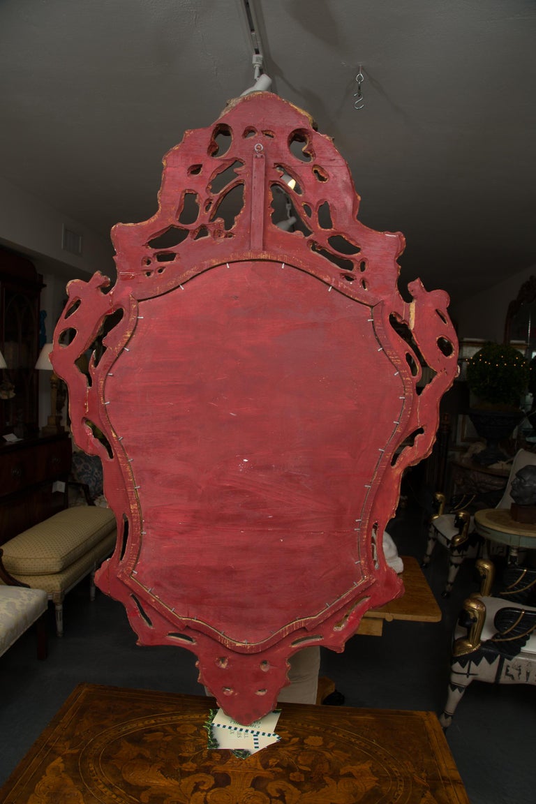 Italian Baroque Style Parcel Silver Gilt Wall Mirror In Good Condition For Sale In WEST PALM BEACH, FL