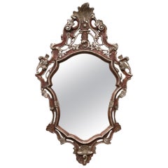 Italian Baroque Style Parcel Silver Gilt Wall Mirror