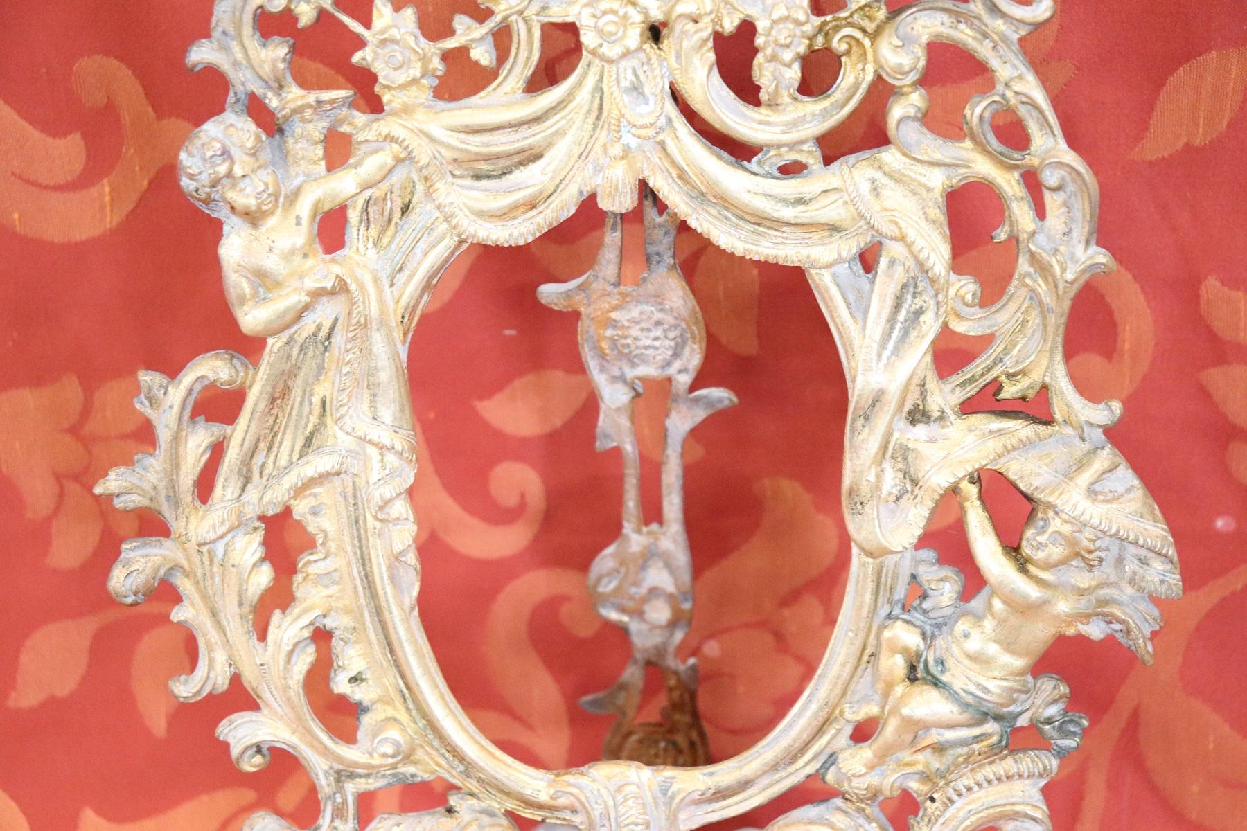 Gilt Italian Baroque Style Photo or Picture Frame in Gilded and Chiseled Bronze