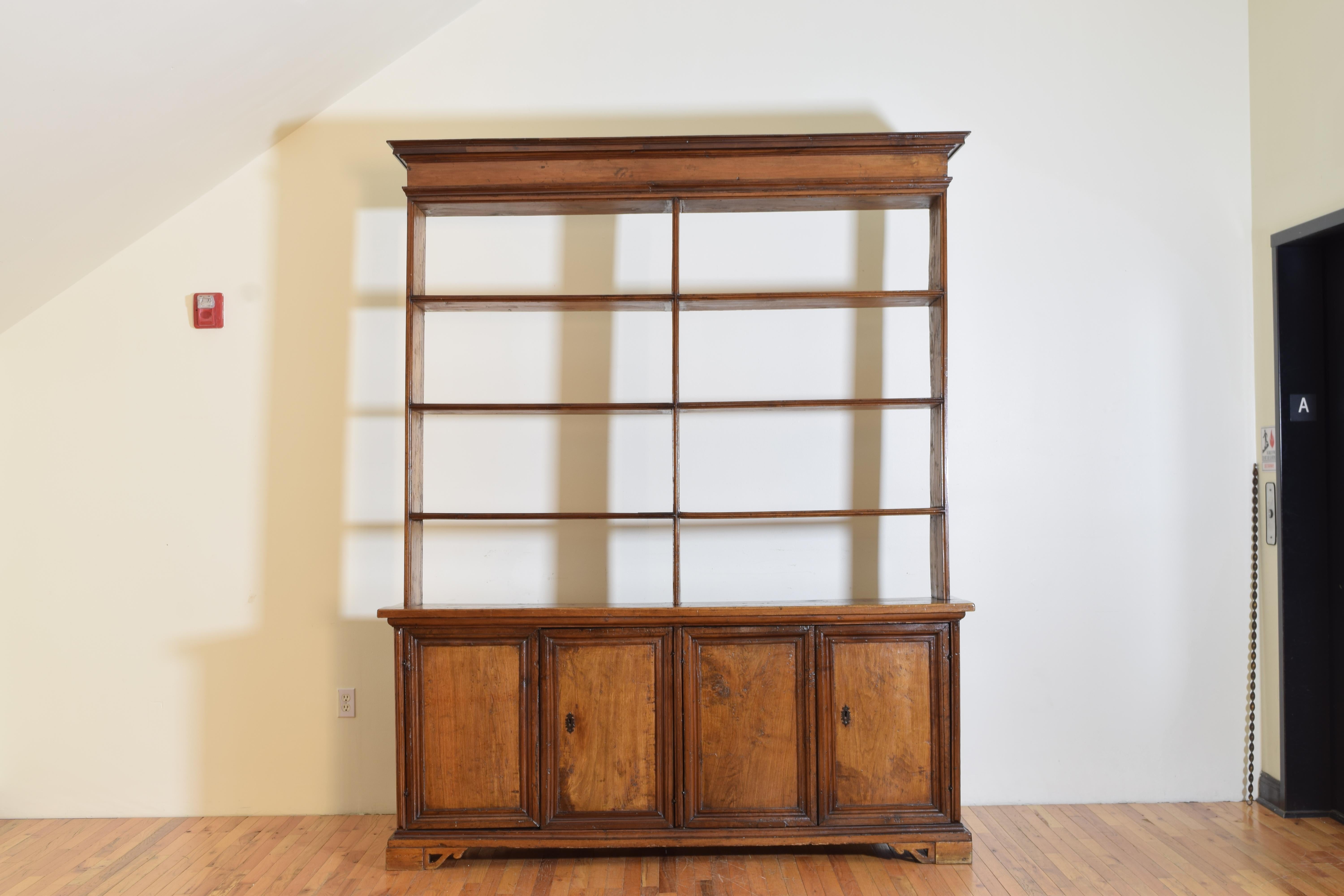 Italian Baroque Style Pinewood Bookcase Cabinet, Early 18th Century and Later In Good Condition For Sale In Atlanta, GA