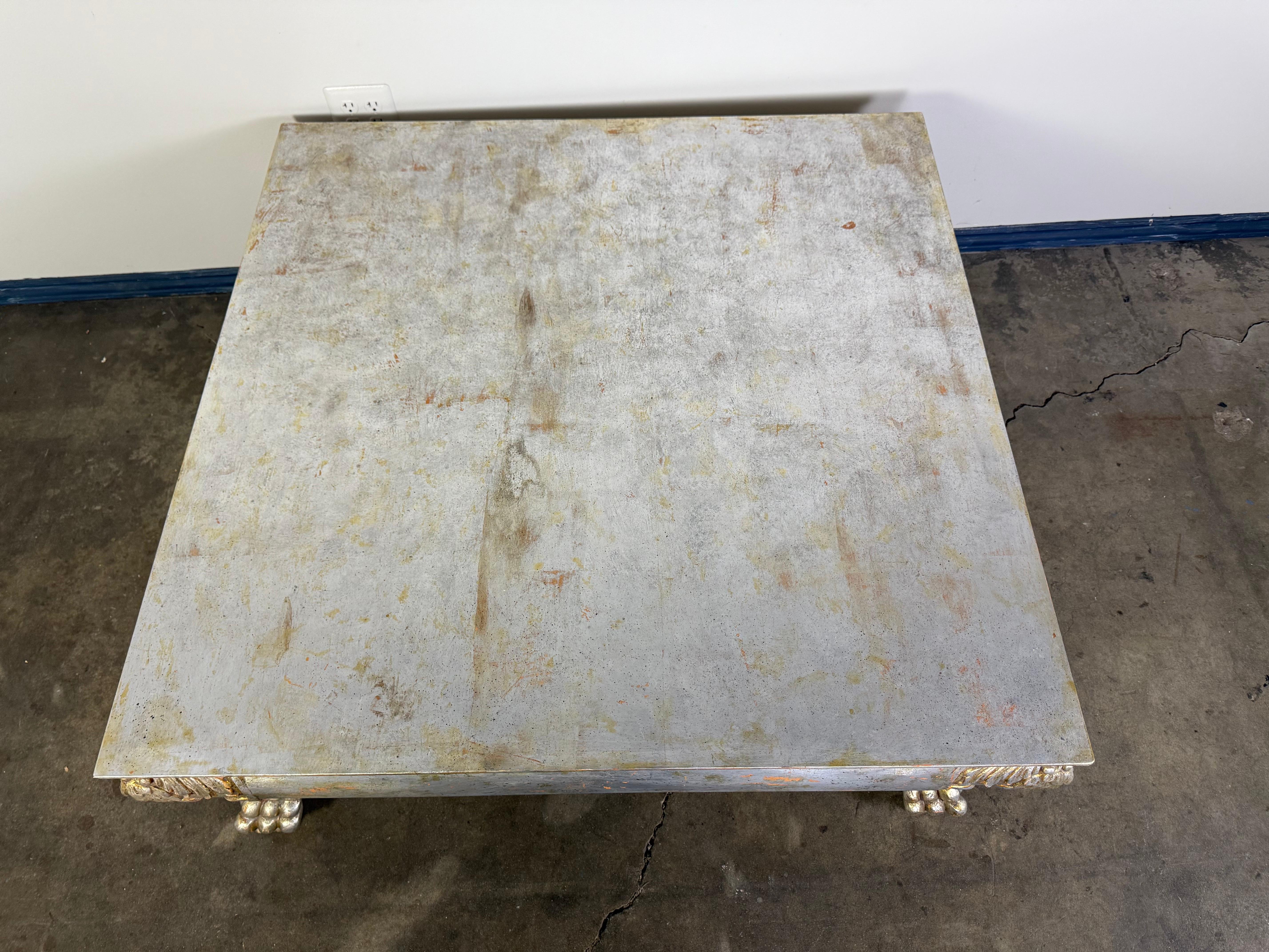 Italian Baroque Style Silvered Coffee Table For Sale 4