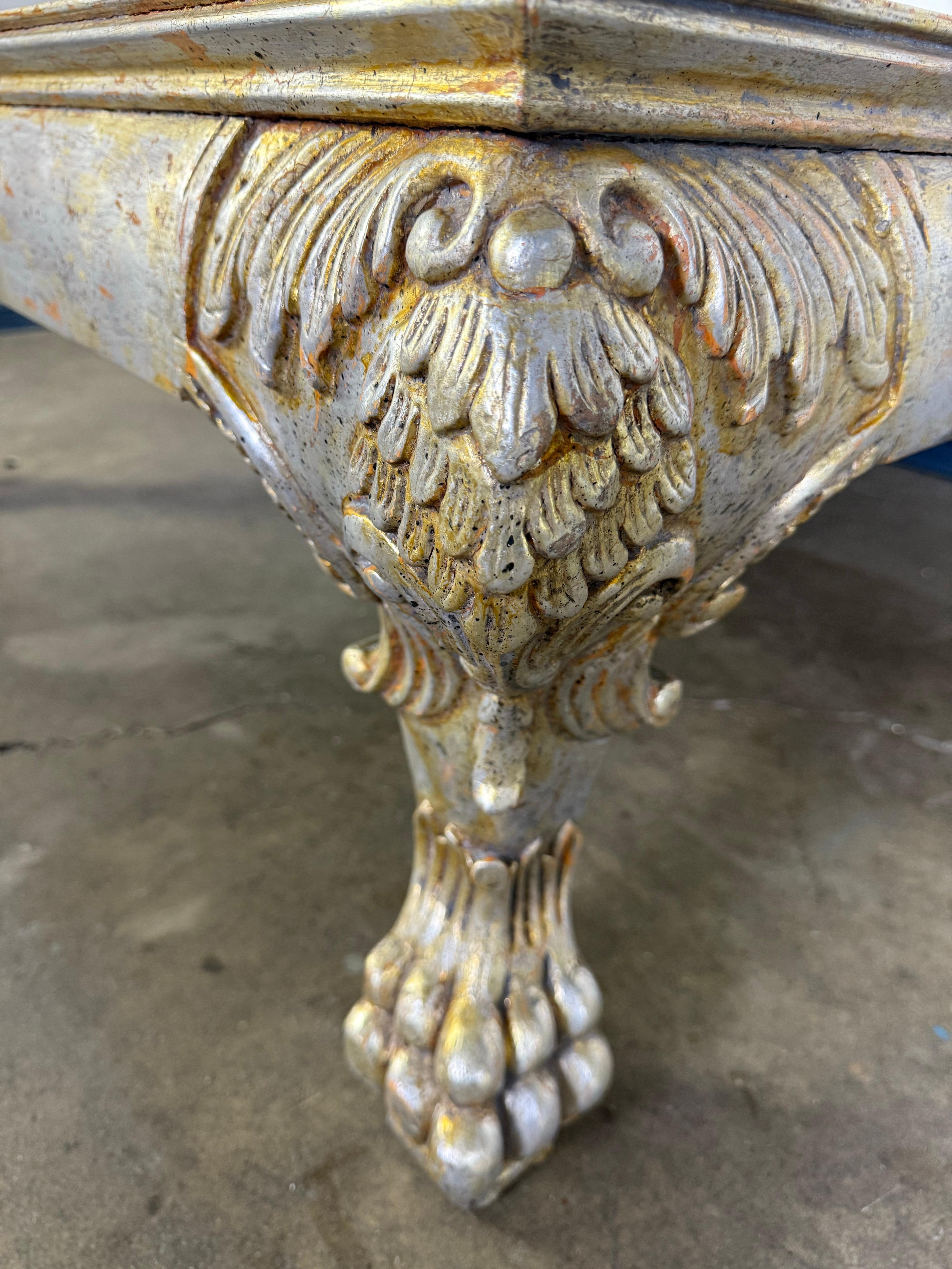 Italian Baroque Style Silvered Coffee Table For Sale 5