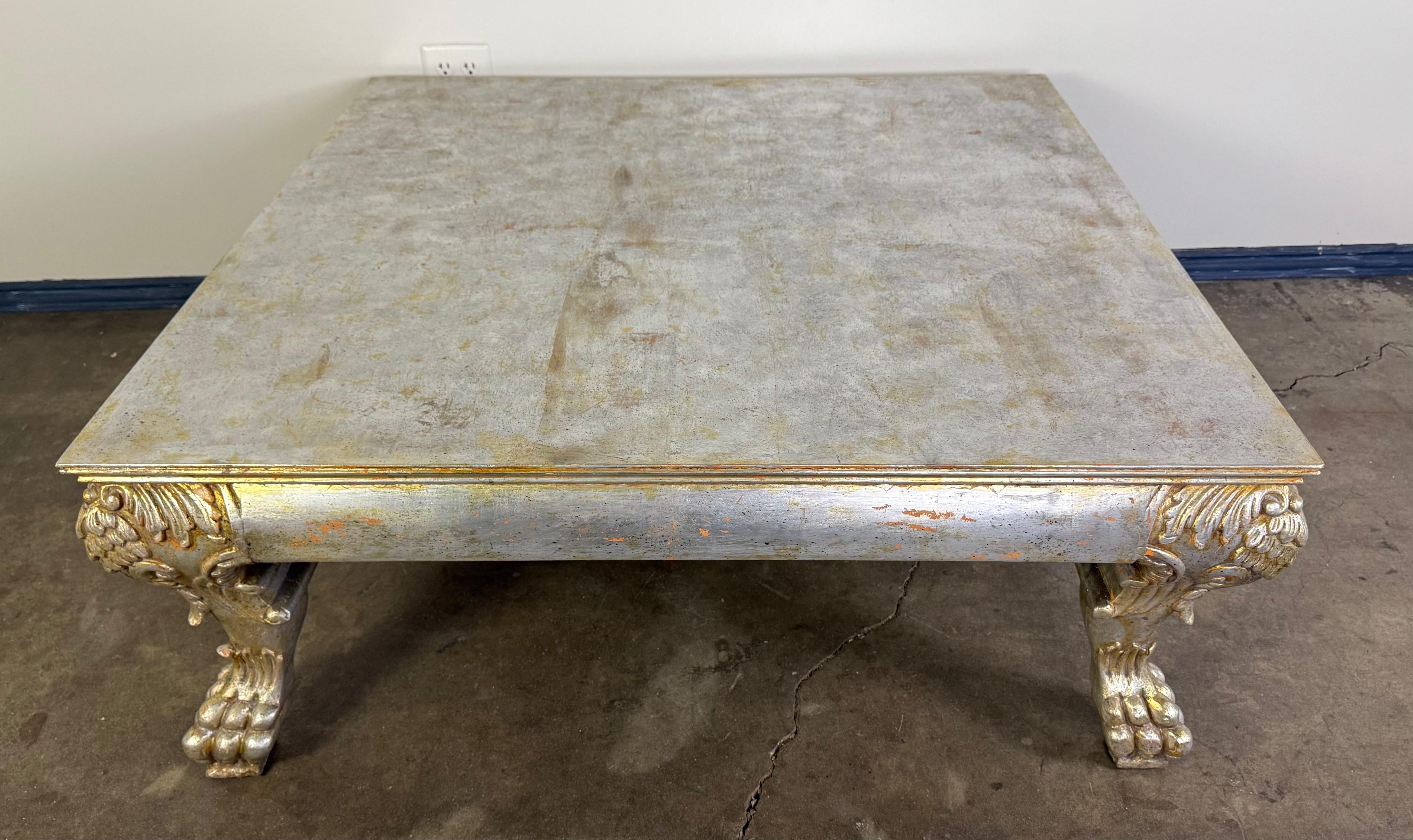 Baroque Revival Italian Baroque Style Silvered Coffee Table For Sale