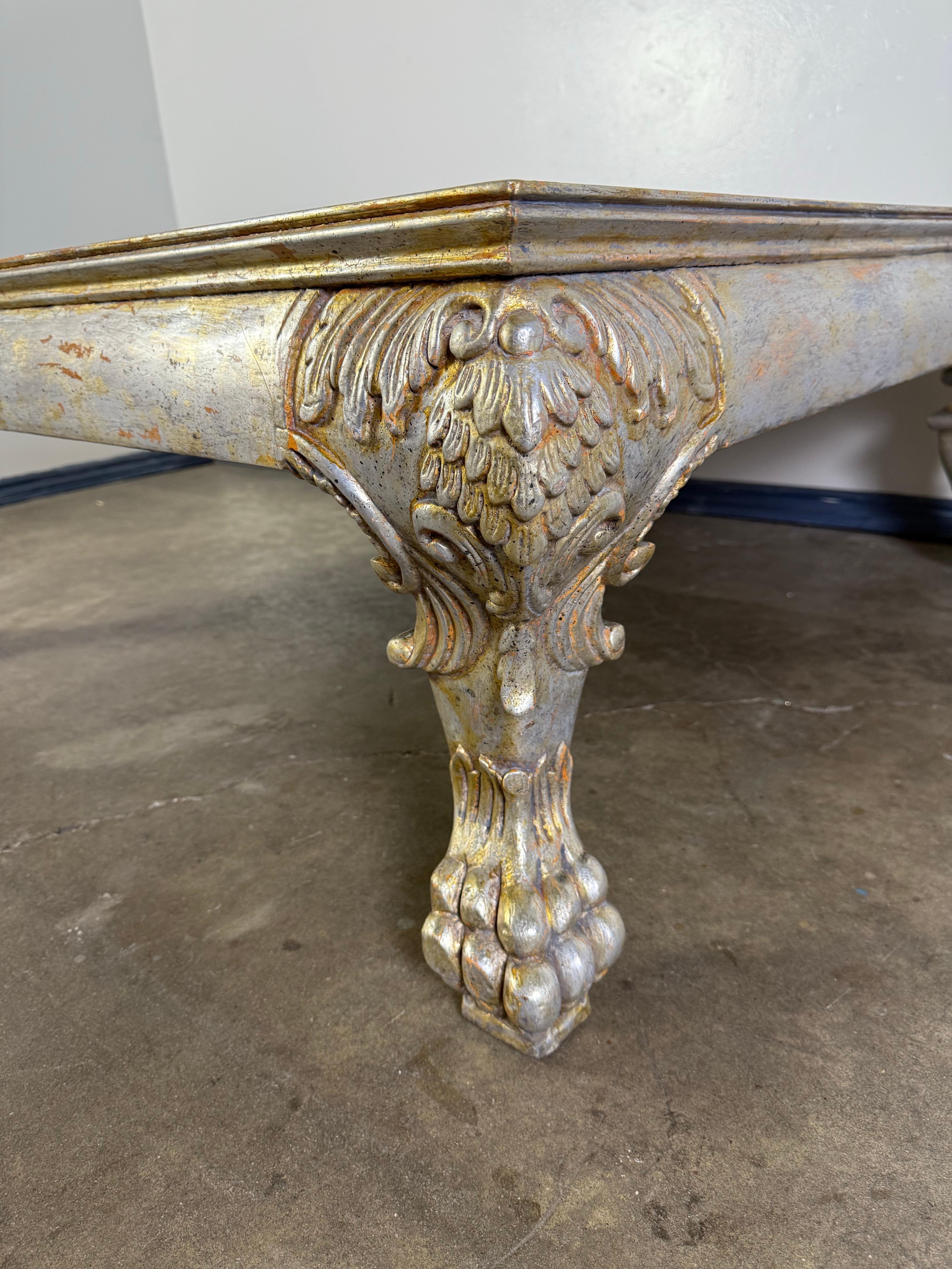 20th Century Italian Baroque Style Silvered Coffee Table For Sale