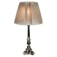 Italian Baroque-style solid 800 silver lamp featuring a mythological figure