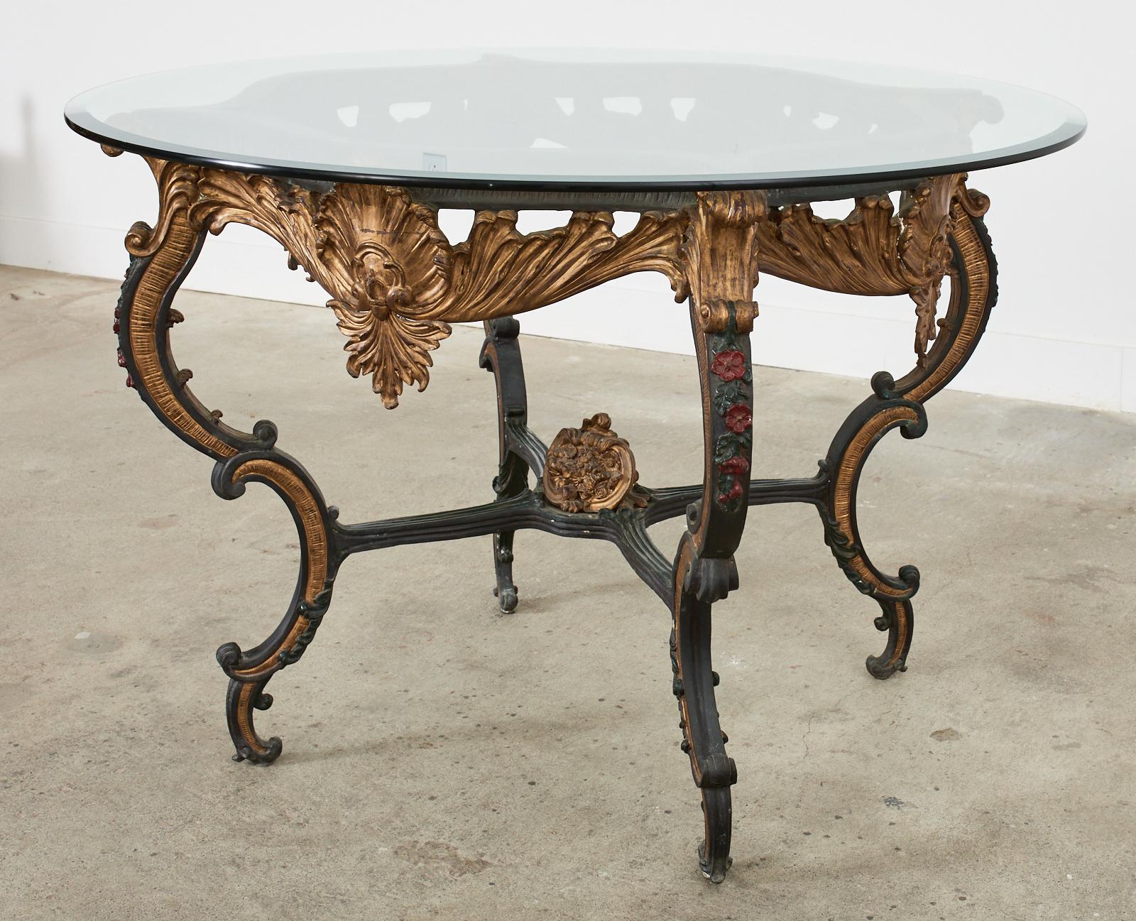 Table centrale italienne de style baroque en bronze massif laqué en vente 5
