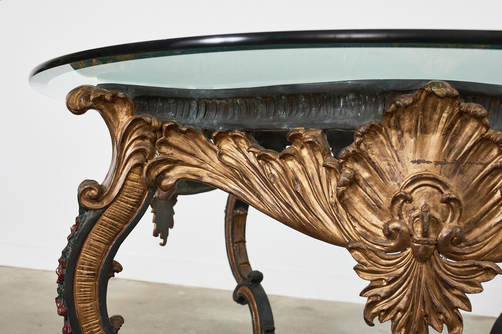 Table centrale italienne de style baroque en bronze massif laqué en vente 6