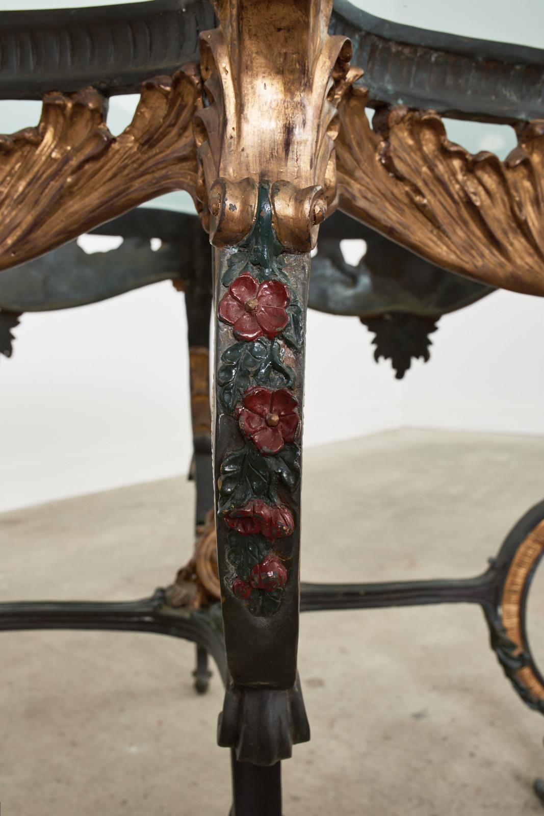Table centrale italienne de style baroque en bronze massif laqué en vente 7
