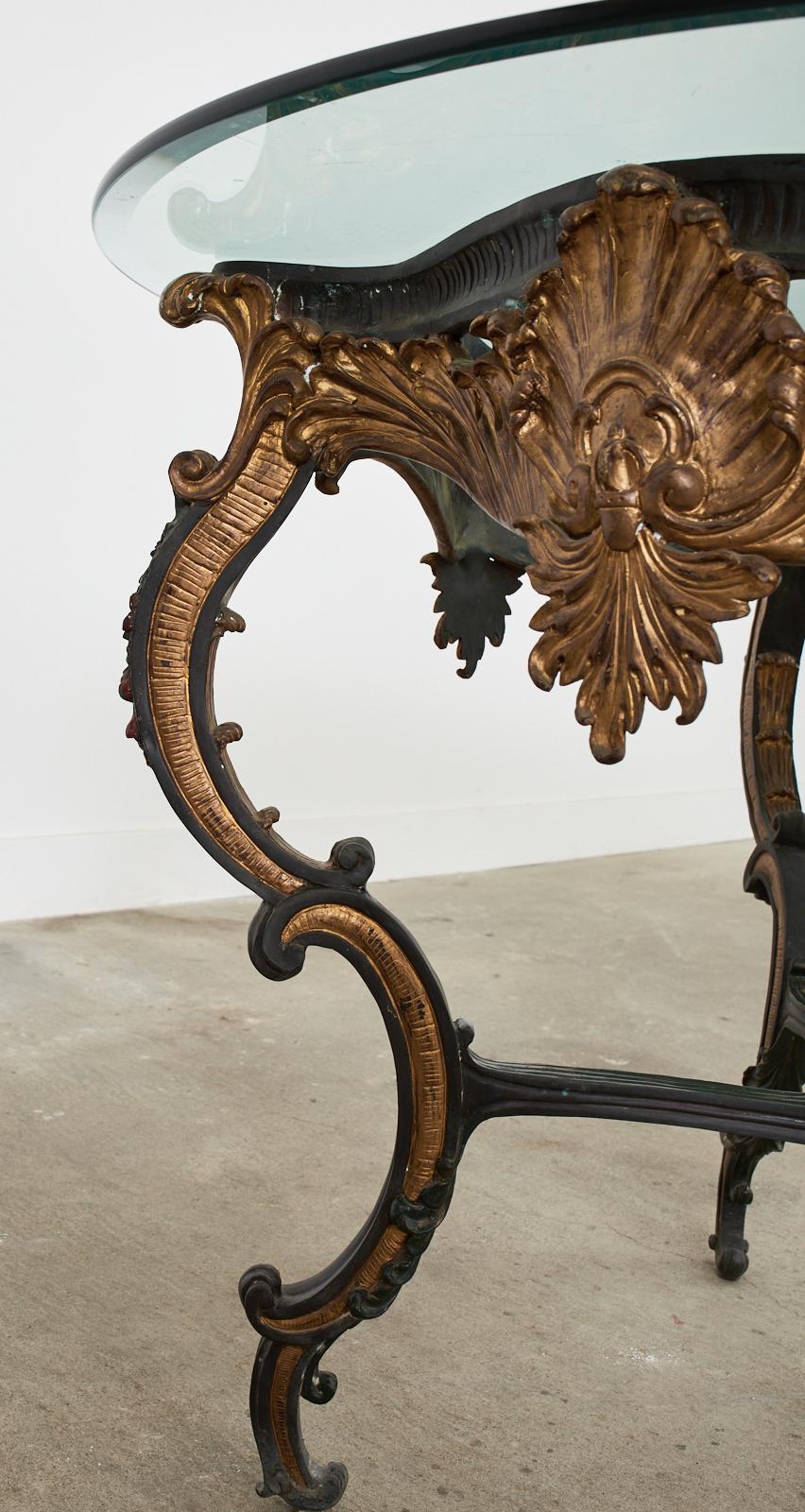 Table centrale italienne de style baroque en bronze massif laqué en vente 9