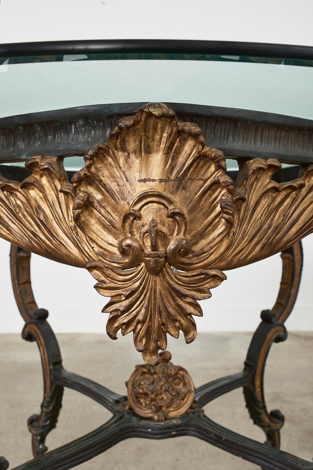 Bronze Table centrale italienne de style baroque en bronze massif laqué en vente