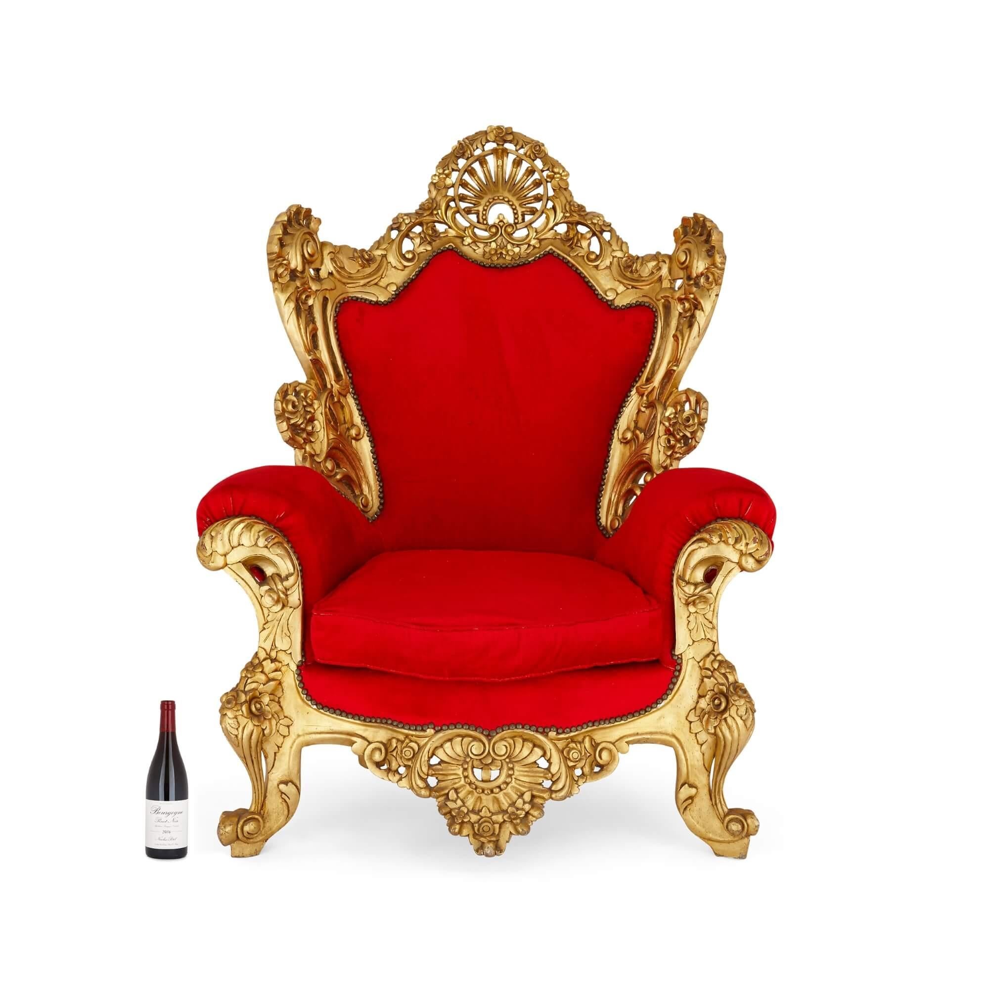 Dreiteilige Sitzgarnitur im italienischen Barockstil mit Polsterung und vergoldetem Holz im Angebot 4