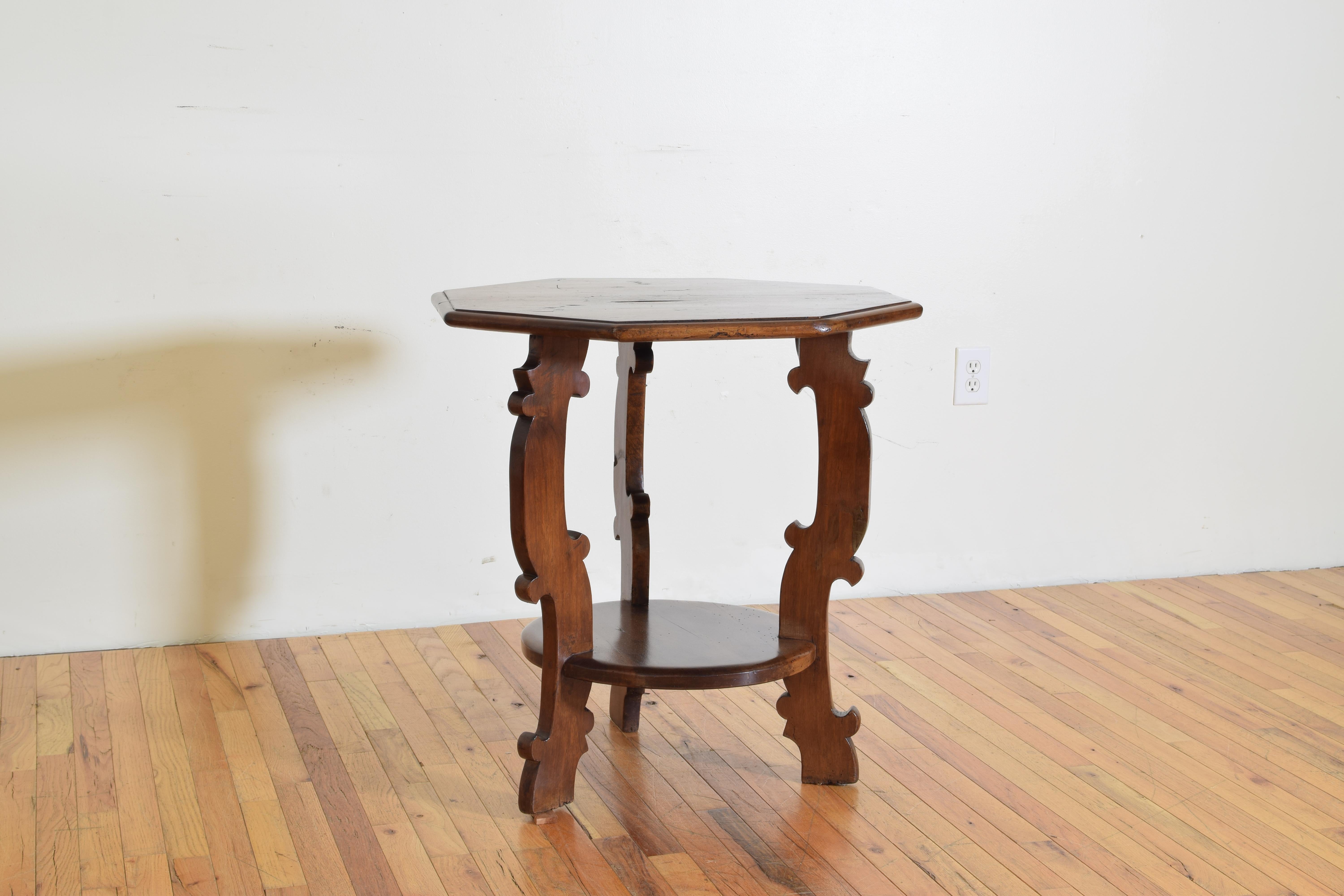 Italian Baroque Style Walnut Octagonal Table, Mid-19th Century 1