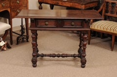 Italian Baroque Style Walnut Turned Leg Console Table, 18th Century