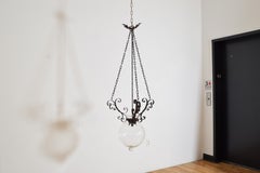 Italian Baroque Style Wrought Iron and Blown Glass Lantern, early 20th century
