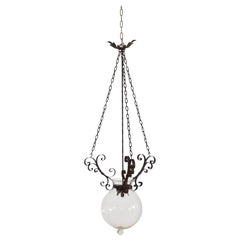 Italian Baroque Style Wrought Iron and Blown Glass Lantern, early 20th century