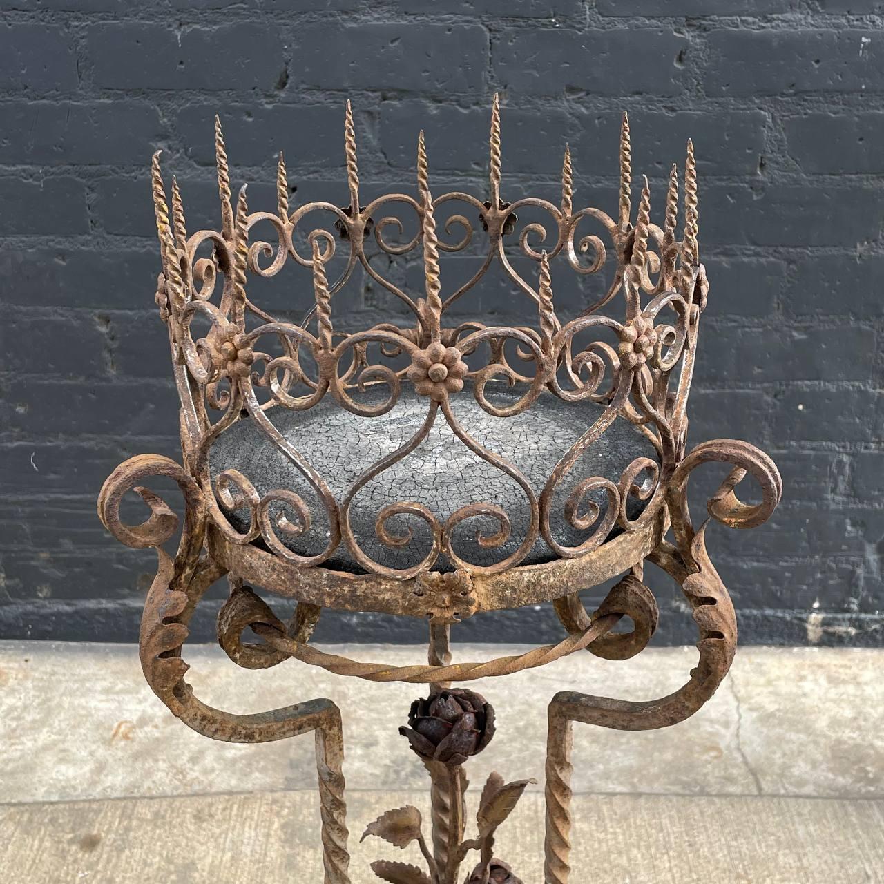 Early 20th Century Italian Baroque Style Wrought Iron & Gilt Metal Plant Stand