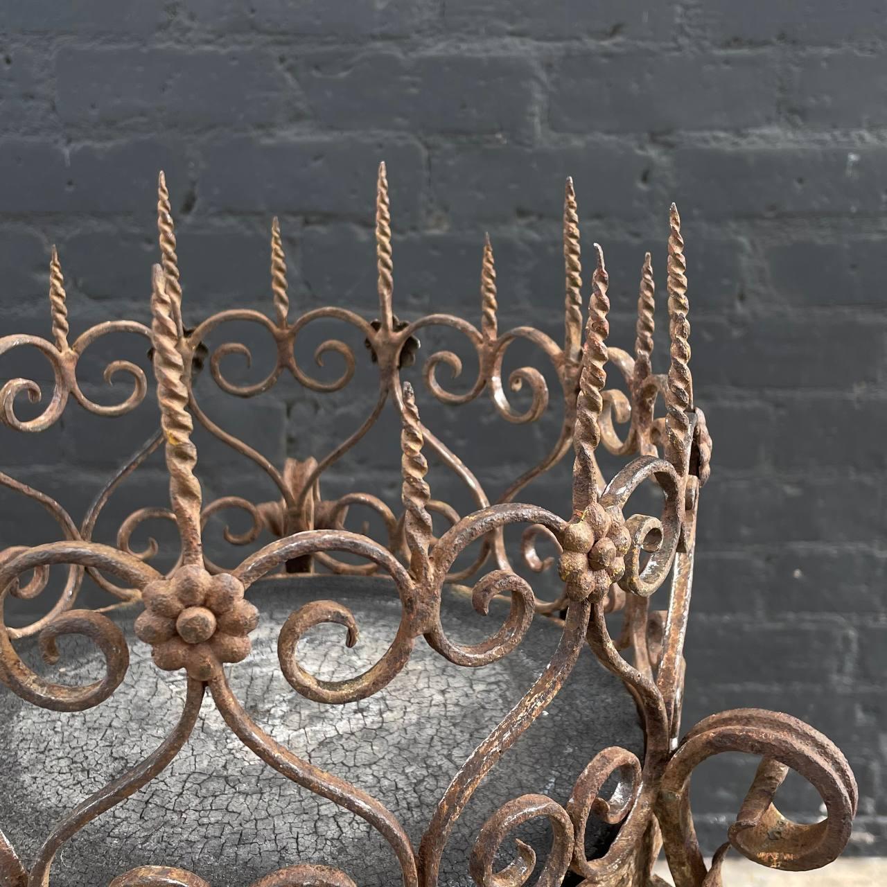Italian Baroque Style Wrought Iron & Gilt Metal Plant Stand 2