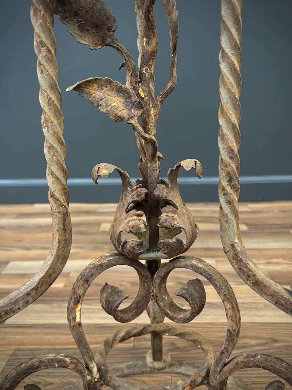 Italian Baroque Style Wrought Iron & Gilt Metal Plant Stand For Sale 4