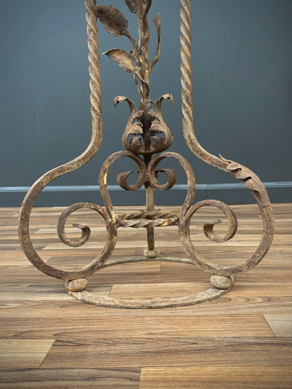 Italian Baroque Style Wrought Iron & Gilt Metal Plant Stand For Sale 5