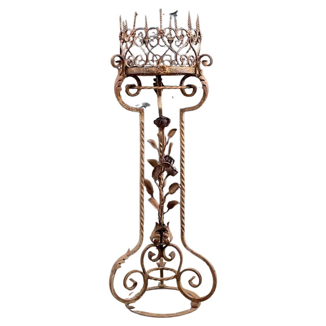 Italian Baroque Style Wrought Iron & Gilt Metal Plant Stand