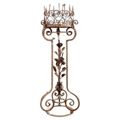 Italian Baroque Style Wrought Iron & Gilt Metal Plant Stand