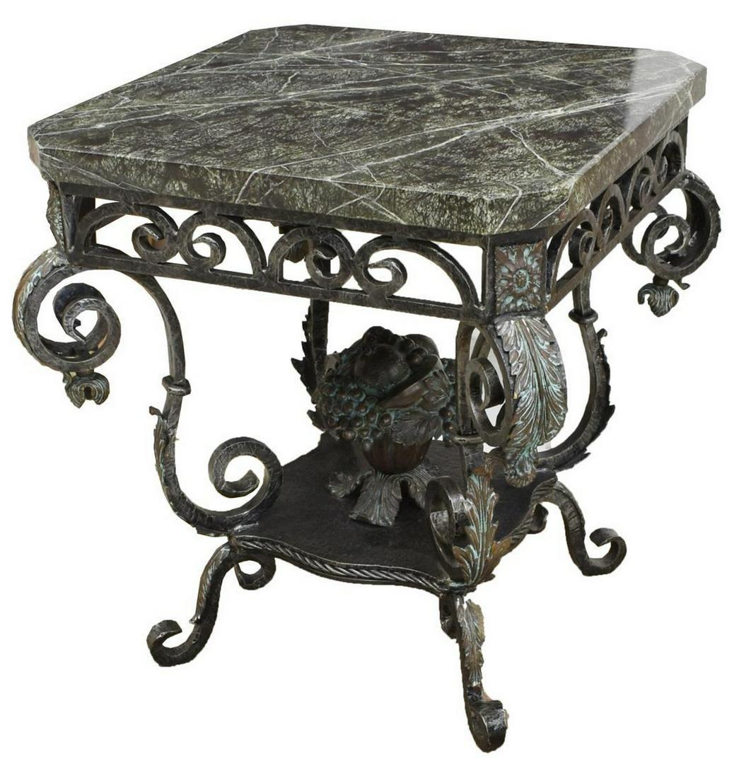 marble wrought iron table