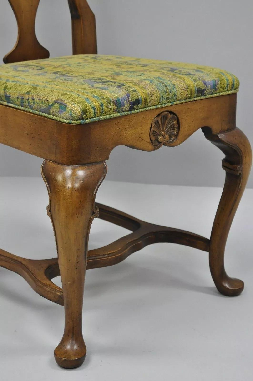 Italian Baroque Swedish Rococo Style High Back Dining Side Chairs - Set of 4 (Stoff) im Angebot